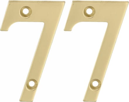 AMIG Huisnummer 77 - massief messing - 5cm - incl. bijpassende schroeven - gepolijst - goudkleur