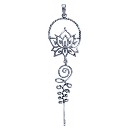 Hetty'S - Zilveren -Lotus - Hanger - Grote maat 75 X 28 mm - zilver collier van 42 cm