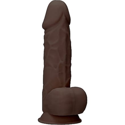 Real Rock - Silicone Dildo met Ballen 21.6 cm - Bruin