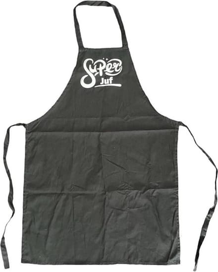 kookschort super juf - keukenschort - zwart