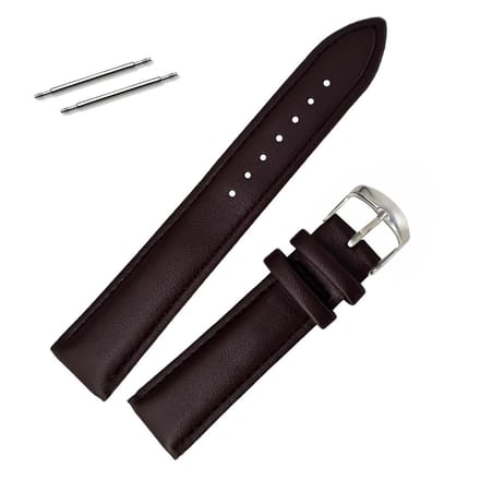 Fako® - Horlogebandje - Echt Leer - Super Soft - 18mm - Donkerbruin