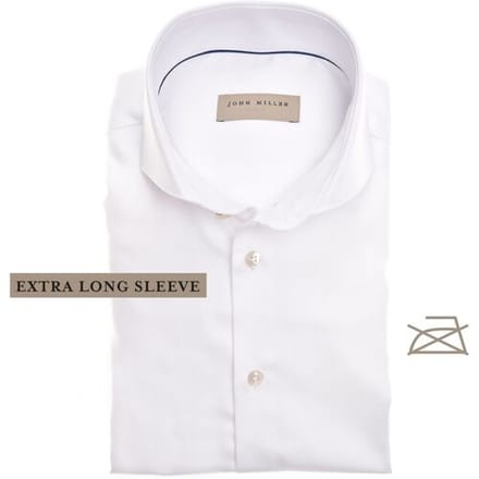 John Miller Overhemd Fine Twill Extra Long Sleeve Mouwlengte 7 Wit / male