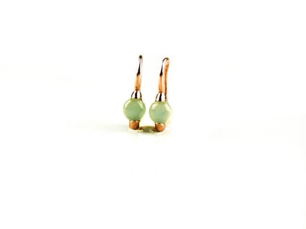 model Piccolo oorringen in zilver roze verguld cabochon groen