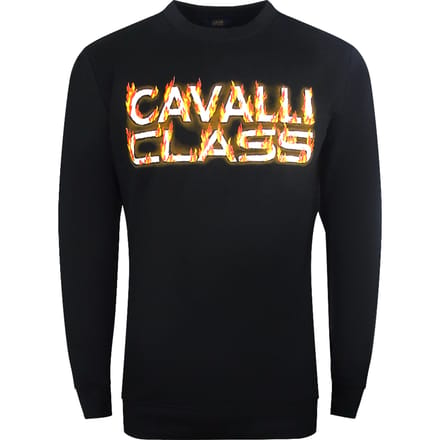 Cavalli Class Fire Logo Ontwerp Zwart Sweatshirt