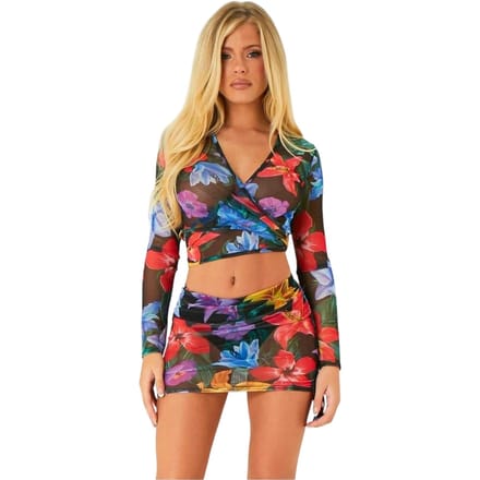 Missy Empire Dames/Dames Bloemen Strand Gewaad Top (Zwart)