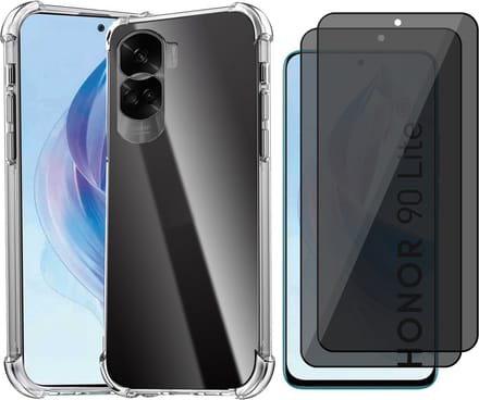 Hoesje geschikt voor Honor 90 Lite - 2x Privacy Screenprotector Volledig Dekkend Glas - Shockproof Transparant