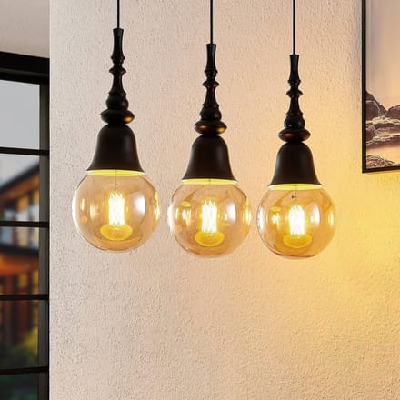 Lucande - hanglamp - 3lichts - ijzer - H: 32.5 cm - E27 - zwart