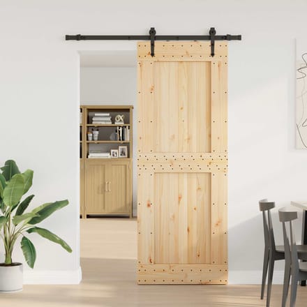 vidaXL - Schuifdeur - NARVIK - Naturel - en - Zwart - 85 - x - 210 - cm - (152,5 - cm)