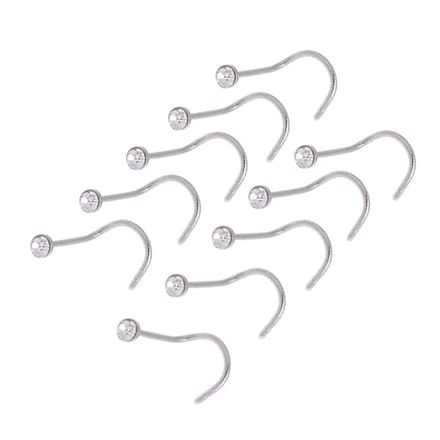 Fako Bijoux® - Neuspiercing - Bocht Kristal - Wit - 10 Stuks