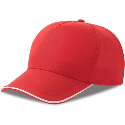 Atlantis Headwear Recy Five Piping Cap AT129 - Red/White - One size
