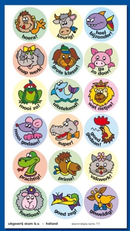 BELONINGSSTICKERS STAM FANTASIEFIGUREN MET TEKST - 270 STUKS