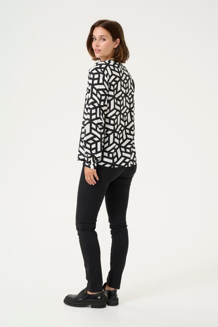 Blouse met lange mouwen Regular fit Chalk/Deep Black white black