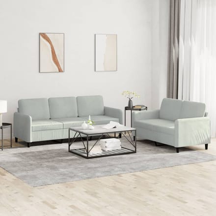 vidaXL - 2-delige - Loungeset - fluweel - lichtgrijs
