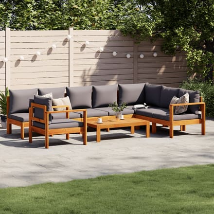 vidaXL - 6-delige - Loungeset - met - kussens - massief - acaciahout