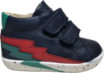 Falcotto velcro lederen sneaker Cayden navy rood/groene bliksem mt 19
