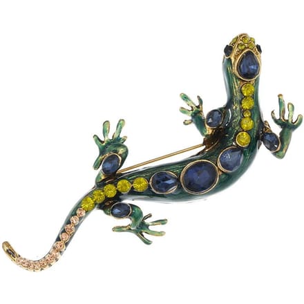 SALAMANDER BROCHE Speld Grijs Groen Strass Zwart Emaille Kostuumjuwelen black