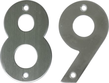 AMIG Huisnummer 89 - massief Inox RVS - 10cm - incl. bijpassende schroeven - zilver