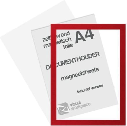 Zelfklevend magneet folie A4 (incl. magneetvenster) - Rood