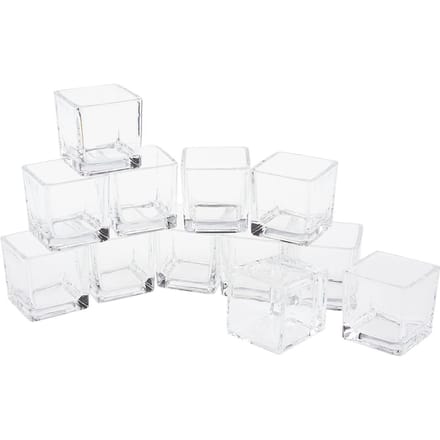 VBS Theelichtglazen "Cube", 12 stuks
