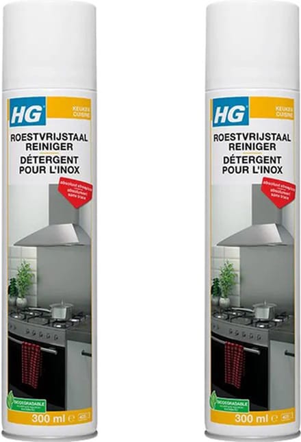 HG Roestvrijstaal Reiniger 2-pack met KD spons