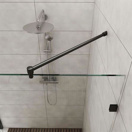 Stabilisatiestang Douchewand Schuin Muurmontage Rond 125 cm - Zwart Geborsteld