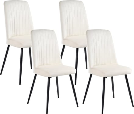 KIRBY - Eetkamerstoel set van 4 - Off-white - Fluweel