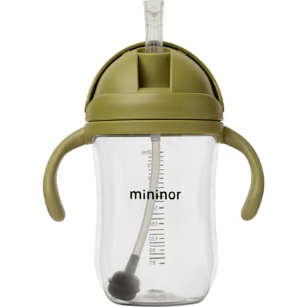 Mininor no-spill rietjesbeker - moss green - 330 ml - anti-lek - variabele flow