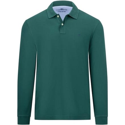 Fynch-Hatton Polo Uni Color Longsleeve Supima Cotton Dark Emerald / male