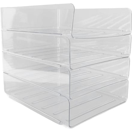 Bureau Brievenbak Set 4 Lagen Verdikt Transparant Multifunctioneel Stapelbaar A4 Papierbak white