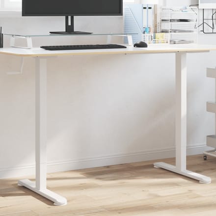 vidaXL - Zit-sta - bureauframe - (94-135)x60x(70-114) - cm - staal - wit