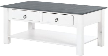 Ines-Salontafel - 2-laden - Wit/Grijs Grenen