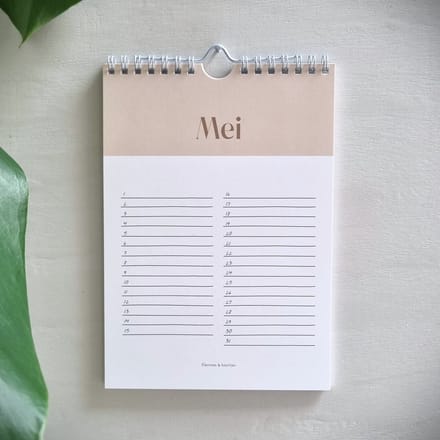 Verjaardagskalender beige - Ringband - A5 formaat