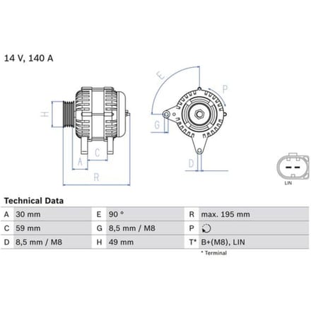 Dynamo / Alternator BOSCH 0 986 082 250