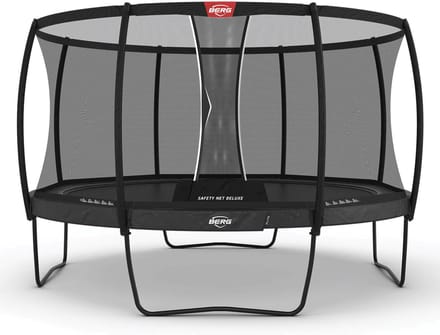 BERG Elite Regular 330 Trampoline Op Poten - Rond - Safety Net Deluxe - AirFlow Pro Springdoek - TwinSpring - Grijs