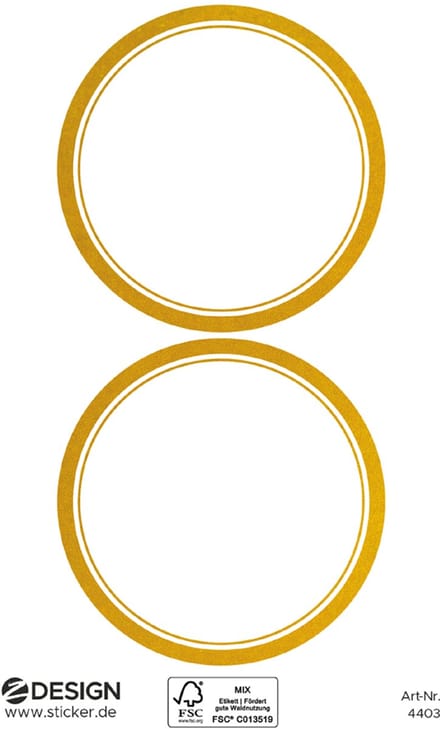Huishoudelijke etiketten, gouden frame, 38 x 24 mm
