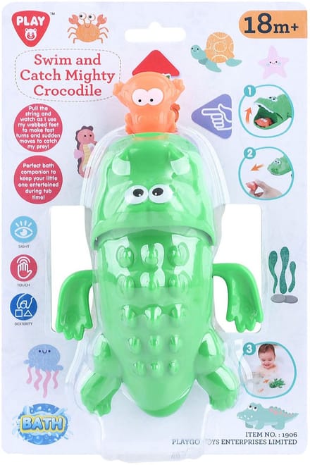 Play badspeelgoed krokodil zwem en vang set voor kinderen.