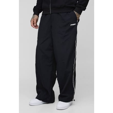 Hoge gestreepte geborduurde parachutebroeken | Black | Size Small