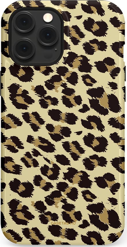 Casetastic hoesje geschikt voor Apple iPhone 12 Pro Max - MagSafe - Dubbellaagse bescherming - Speels - Fashion Case - Beige Zwart