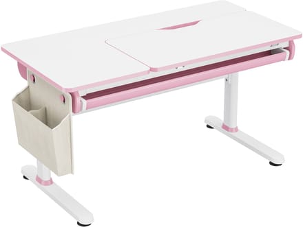 Kinderbureau Kuosa verstelbaar 54-76x120x60 cm roze en wit [en.casa]