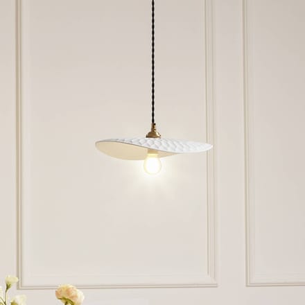 Lindby - hanglamp - 1licht - Keramiek, ijzer - H: 8.5 cm - E14 - wit, messing