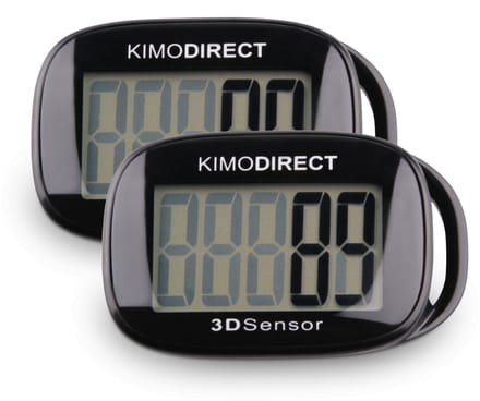 KIMO DIRECT Stappenteller met Clip en Draagkoord - Stappen Tellen - Activity Tracker - 3D Sensor - Groot Scherm - Zwart - 2 Stuks