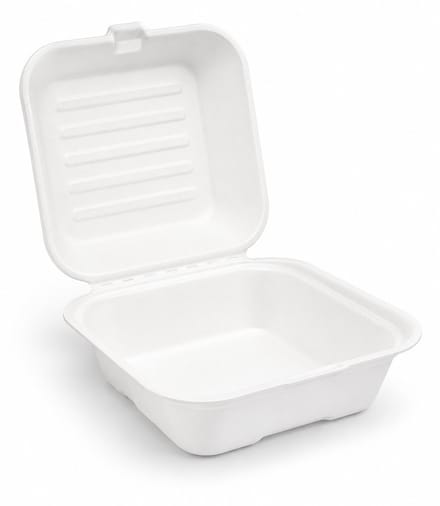 Pomebio hamburgerbak - 14x14cm - wit - 25 stuks - suikerrietpulp - duurzaam