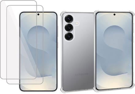 ChiGuard Hoesje & 2x Screenprotector geschikt voor Samsung Galaxy S25 Plus – Gehard Glas Cover + Shock Proof Case – Transparant