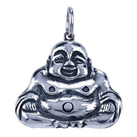 Zilveren Hotei ketting hanger - zittend