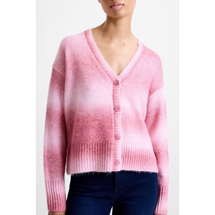 French Connection Babysoft L/s Ombre Cardigan Pink Multi Maat: S | Cardigans Outlet | Dames | Roze