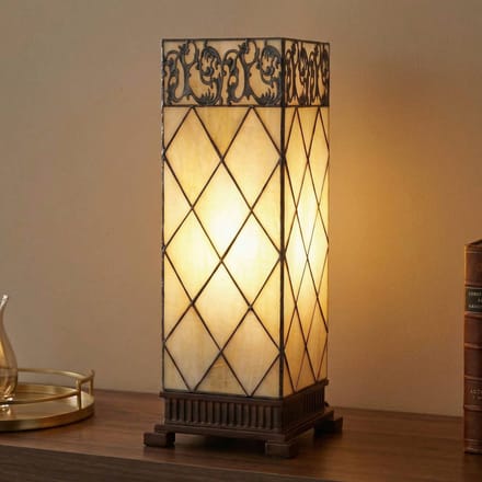 Lumilamp Tiffany Tafellamp 18x45 cm Beige Bruin Glas
