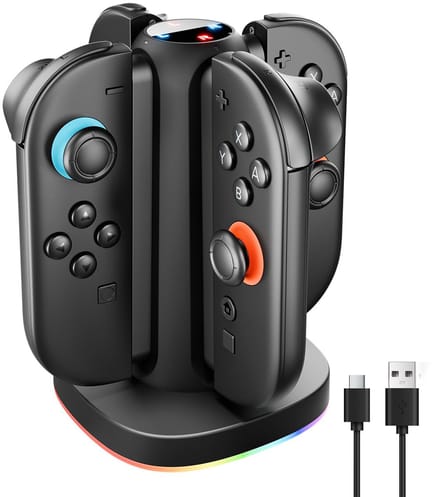 YONO Oplaadstation geschikt voor Nintendo Switch 2 Joy-Con - 4 Controllers - Oplader Dock - Quad Charger - Zwart