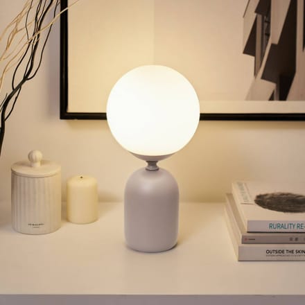 Pauleen LED Tafellamp Glowing Charm - E14 - Max. 20W - Woonkamer, Slaapkamer & Eetkamer - Warmgrijs/Wit