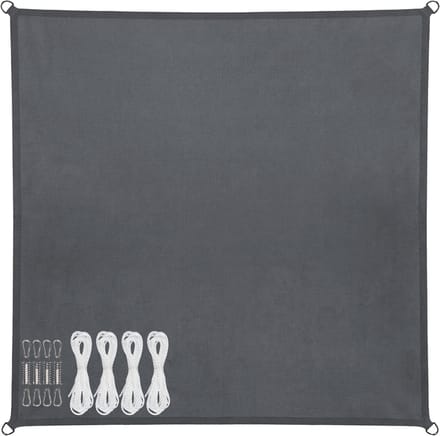 Abbey Camp Schaduwdoek - PES - 3 x 3 m - Grijs - Zonnedoek - RVS Ringen - Sunshade