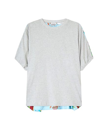 Essentiel Antwerp T-shirt With Silk Scarf Back T-shirts Grijs Kos